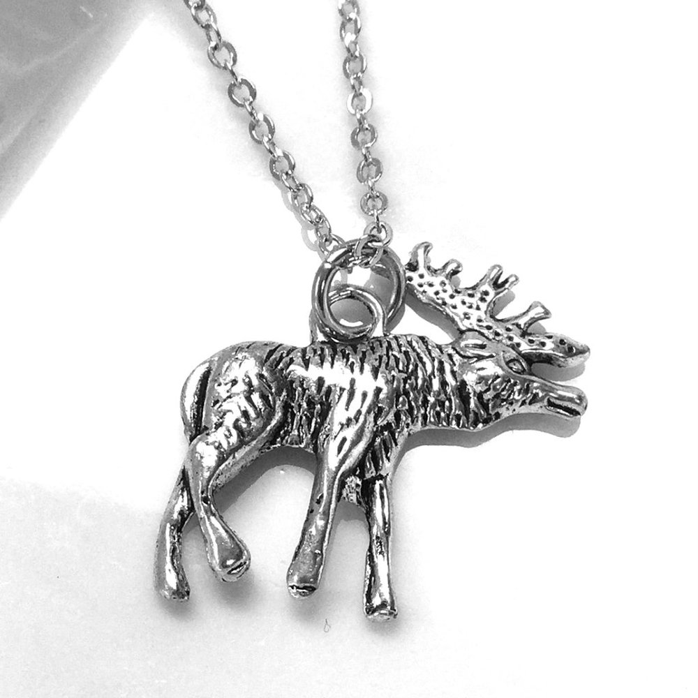 Miniature Moose Charm Necklace